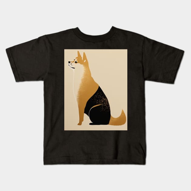 Shiba Inu Dog, Japanese Art, Minimalist Kids T-Shirt by dukito